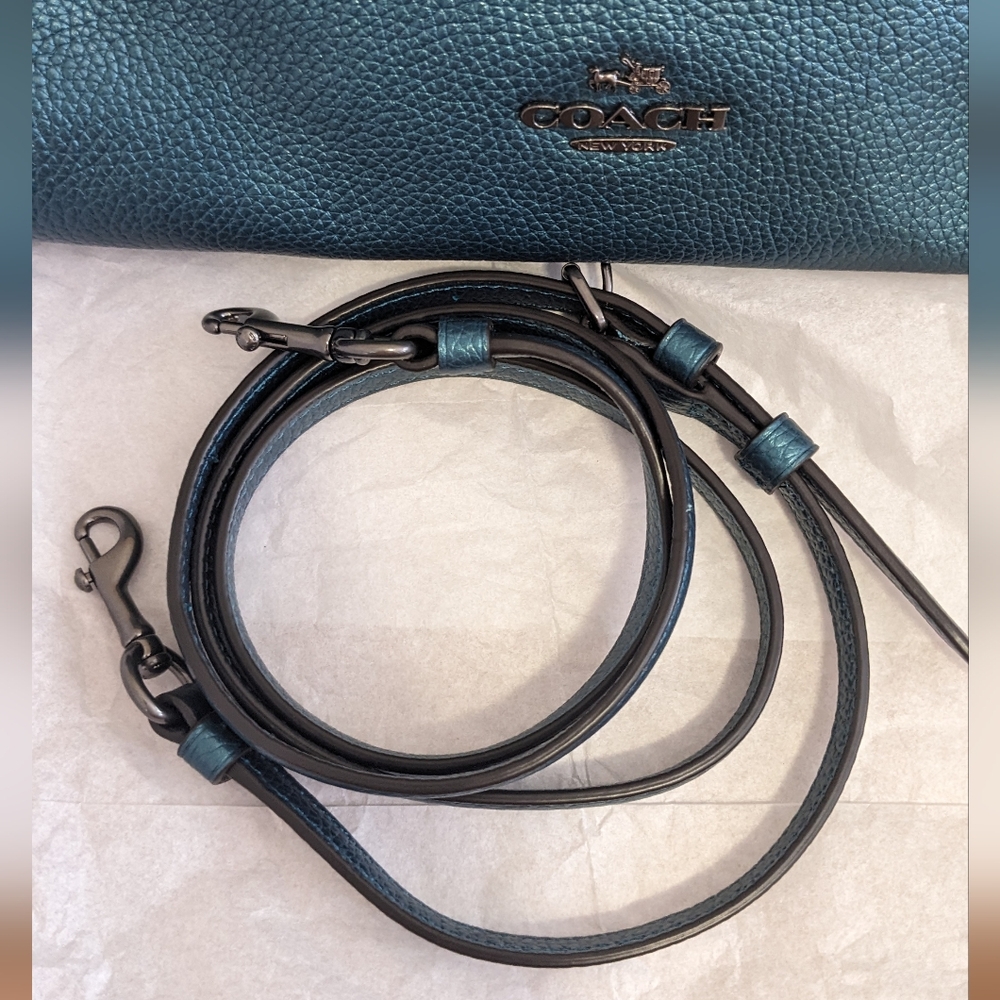 Coach Metallic Teal Carrie Crossbody Bag - Picture 5 of 10